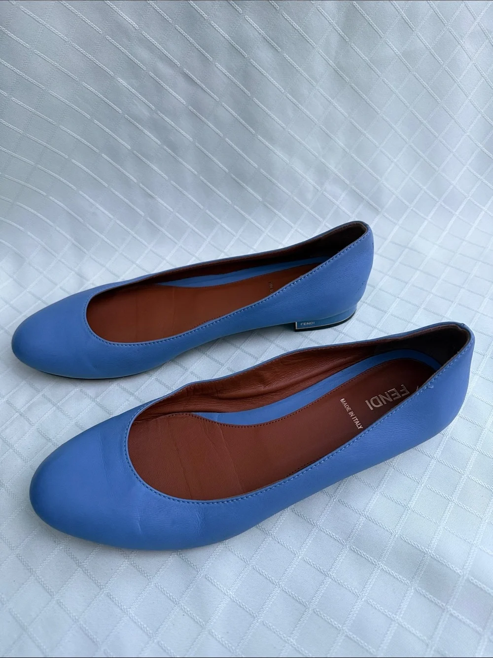 Fendi Lavender Blue Leather Ballet Flats